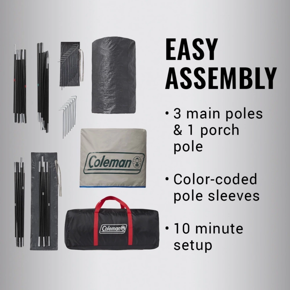 Coleman 4-Person Cabin Tent With Screened Porch, Evergreen - Image 6