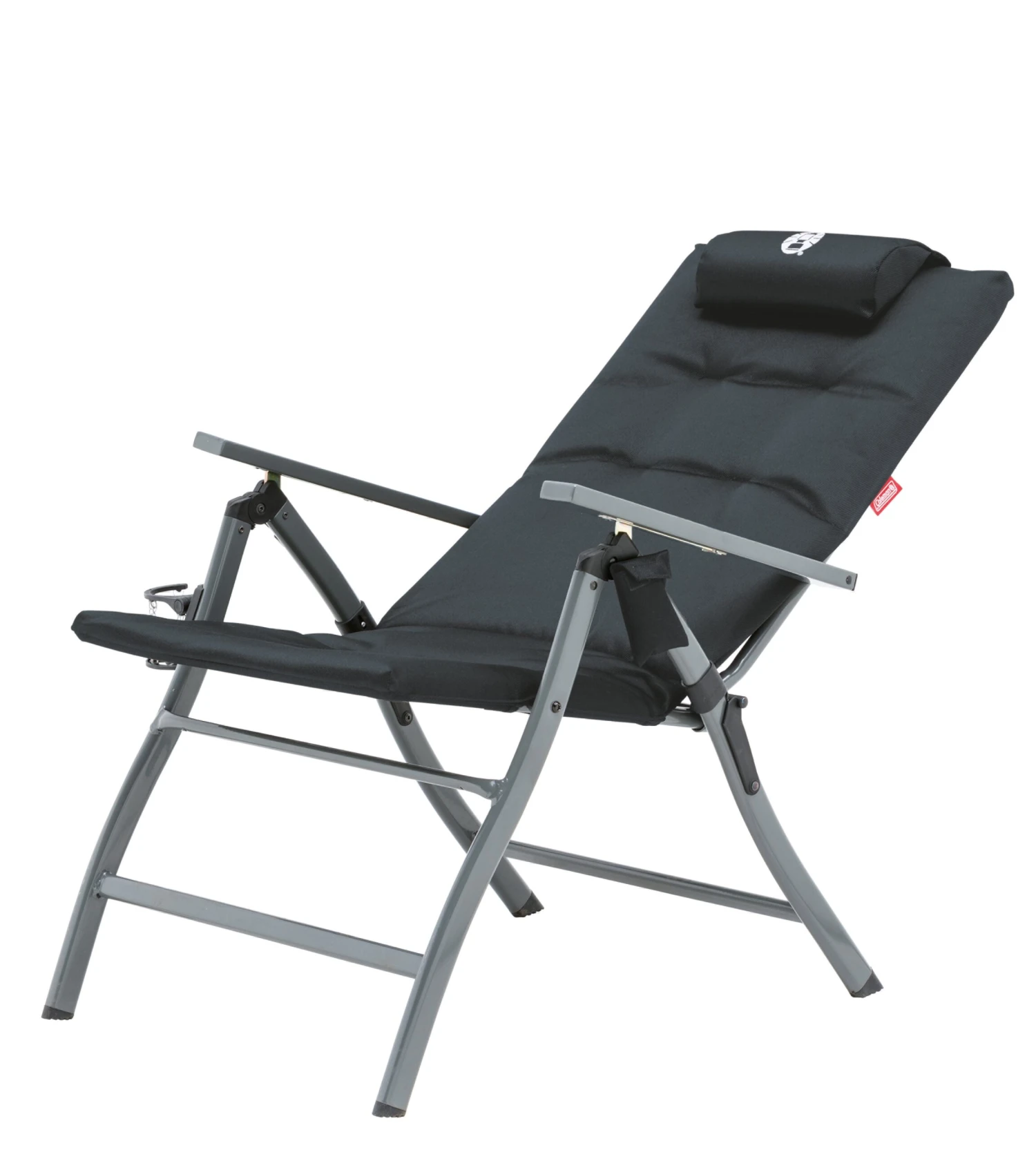Coleman Flat Fold 5 Position Padded Chair With Glassp Black - Image 3