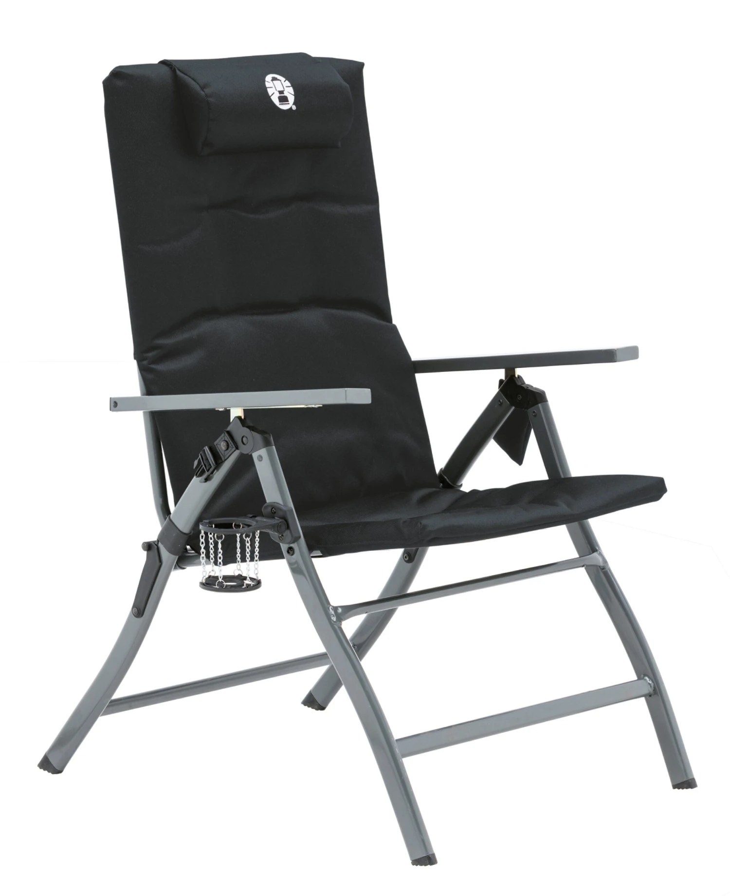 Coleman Flat Fold 5 Position Padded Chair With Glassp Black - Image 2