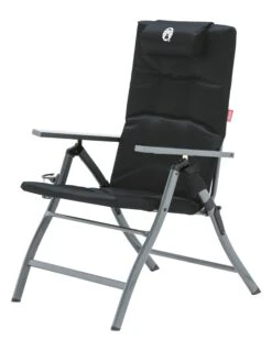 Coleman Flat Fold 5 Position Padded Chair With Glassp Black