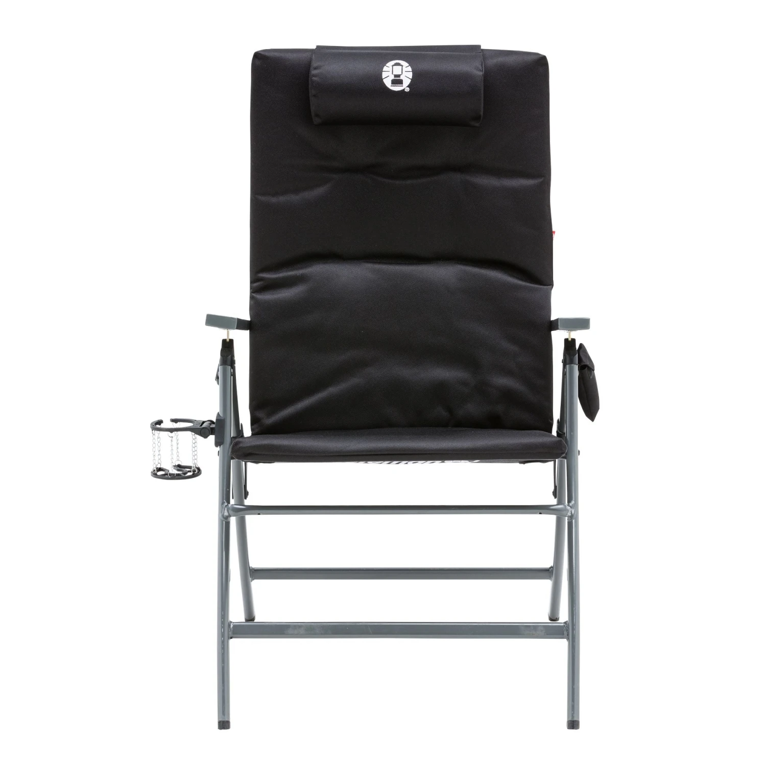 Coleman Flat Fold 5 Position Padded Chair With Glassp Black - Image 4
